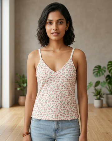 Ruched cami Blush Floral Print